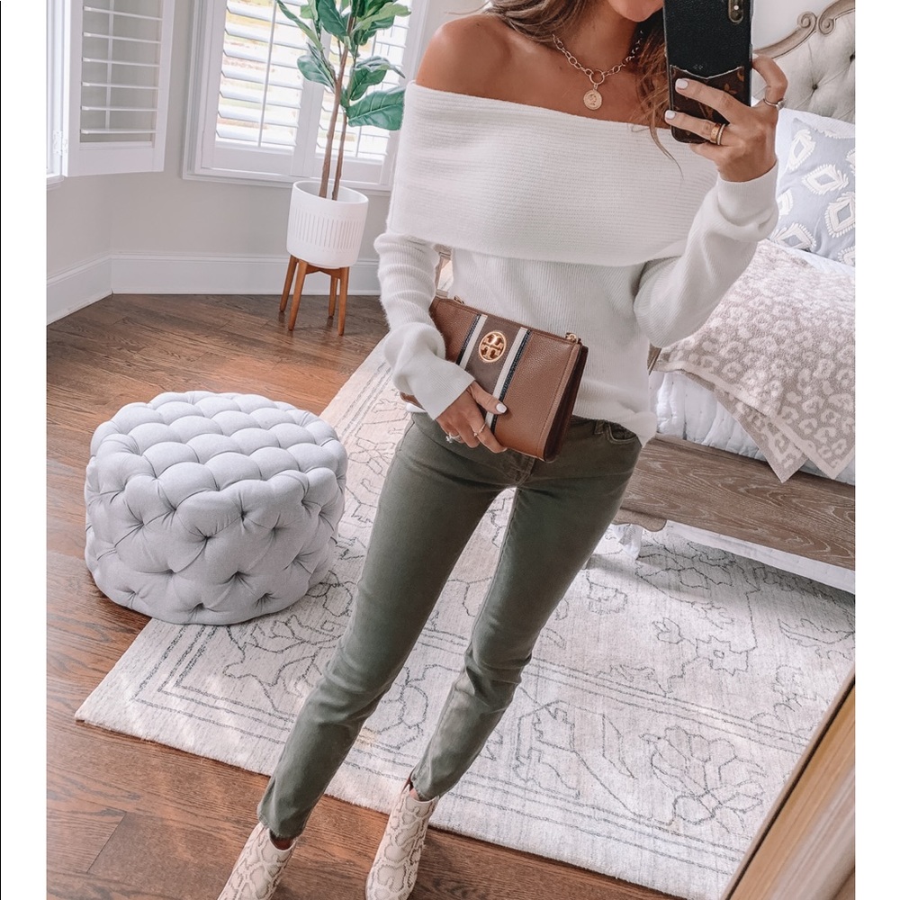 White off the shoulder sweater